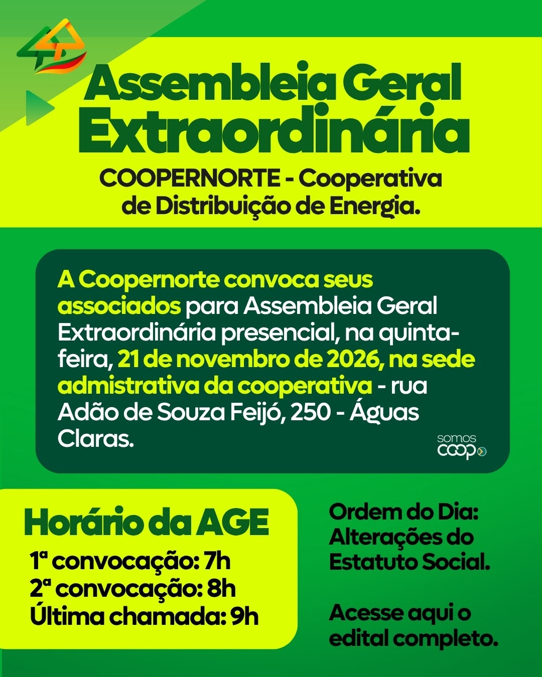 ASSEMBLEIA GERAL EXTRAORDINÁRIA COOPERNORTE DISTRIBUIÇÃO
